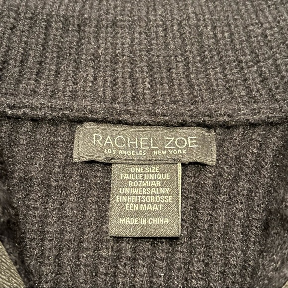 Rachel Zoe Black Half-Zip Poncho Cape - OS - Picture 4 of 8